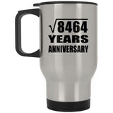 92nd Anniversary Square Root of 8464 Years Anniversary - Silver Travel Mug