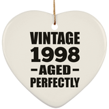 26th Birthday Vintage 1998 Aged Perfectly - Heart Ornament