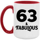 63rd Birthday 63 & Fabulous - 15oz Accent Mug Red