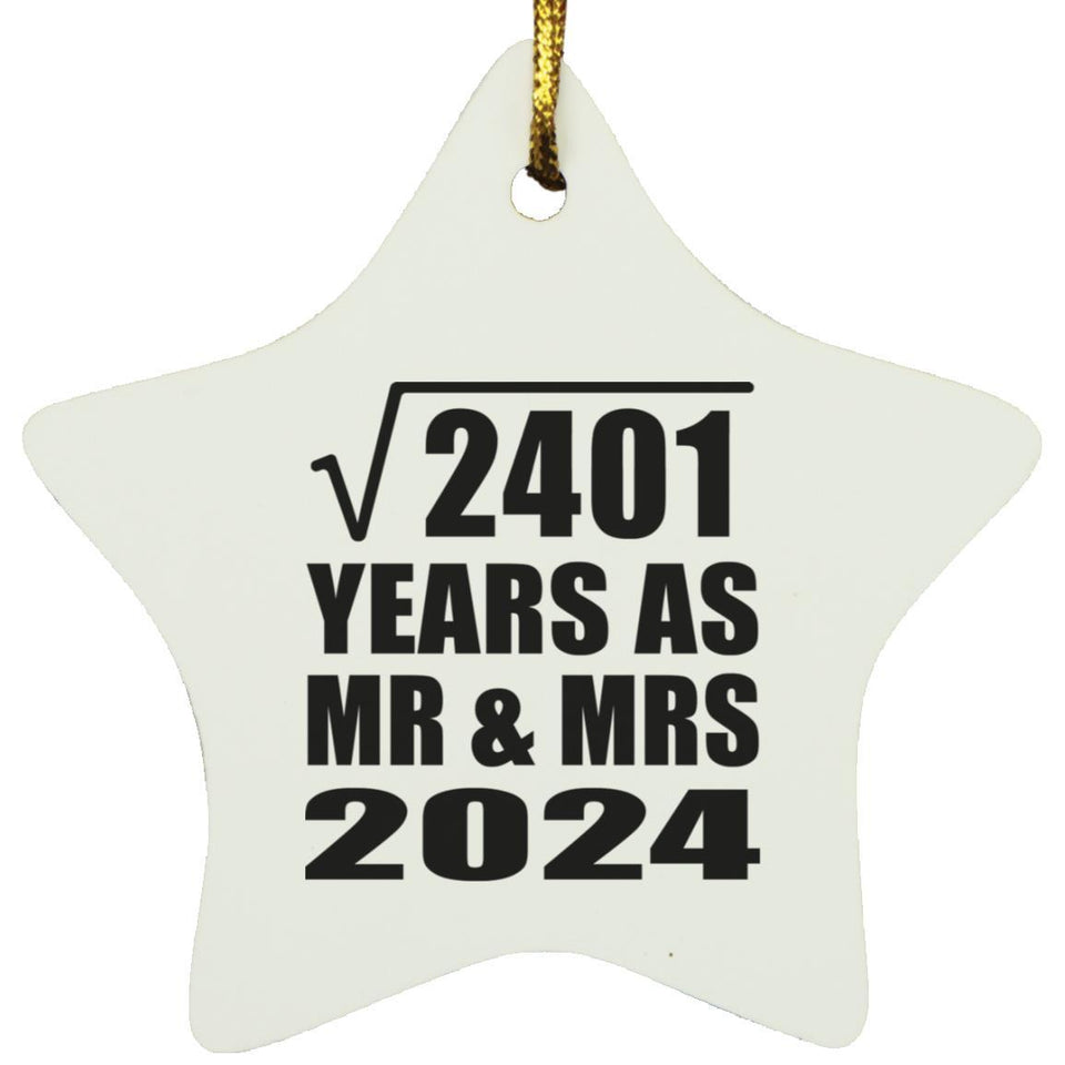 49th Anniversary Square Root of 2401 Years As Mr & Mrs 2024 - Star Ornament