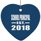 School Principal Established EST. 2018 - Heart Ornament