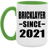Bricklayer Since 2021 - 15oz Accent Mug Green