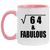 8th Birthday Square Root of 64 & Fabulous - 11oz Accent Mug Pink
