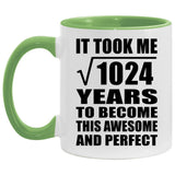 32nd Birthday Took Square Root of 1024 Years To Awesome - 11oz Accent Mug Green