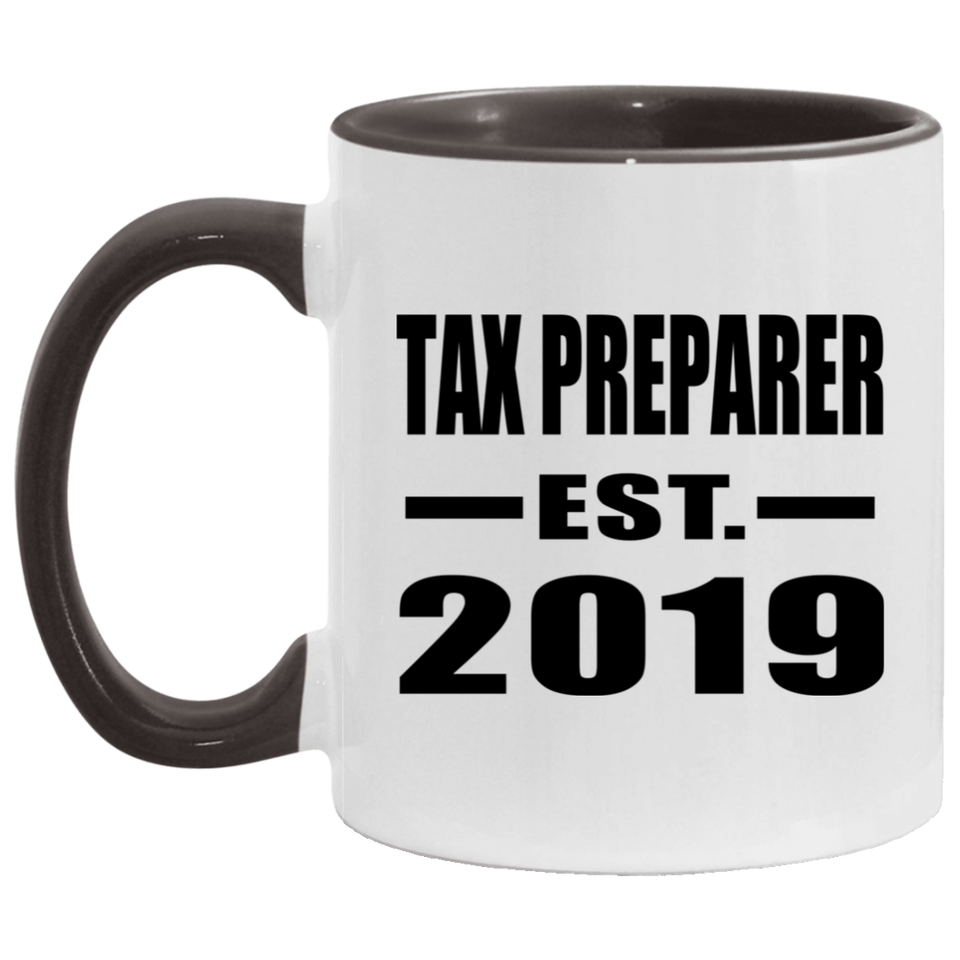 Tax Preparer Established EST. 2019 - 11oz Accent Mug Black