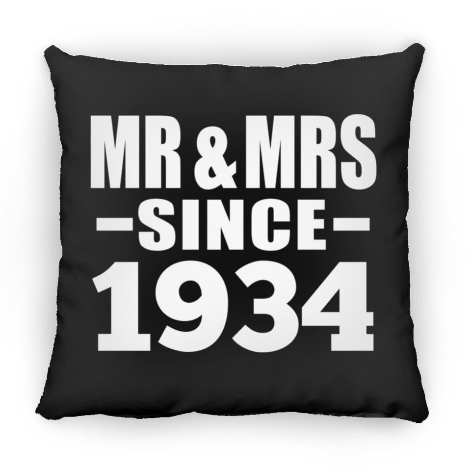 90th Anniversary Mr & Mrs Since 1934 - Throw Pillow Black