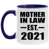Mother In Law Established Est. 2021 - 11oz Accent Mug Purple