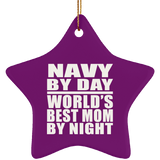 Navy By Day World's Best Mom By Night - Star Ornament