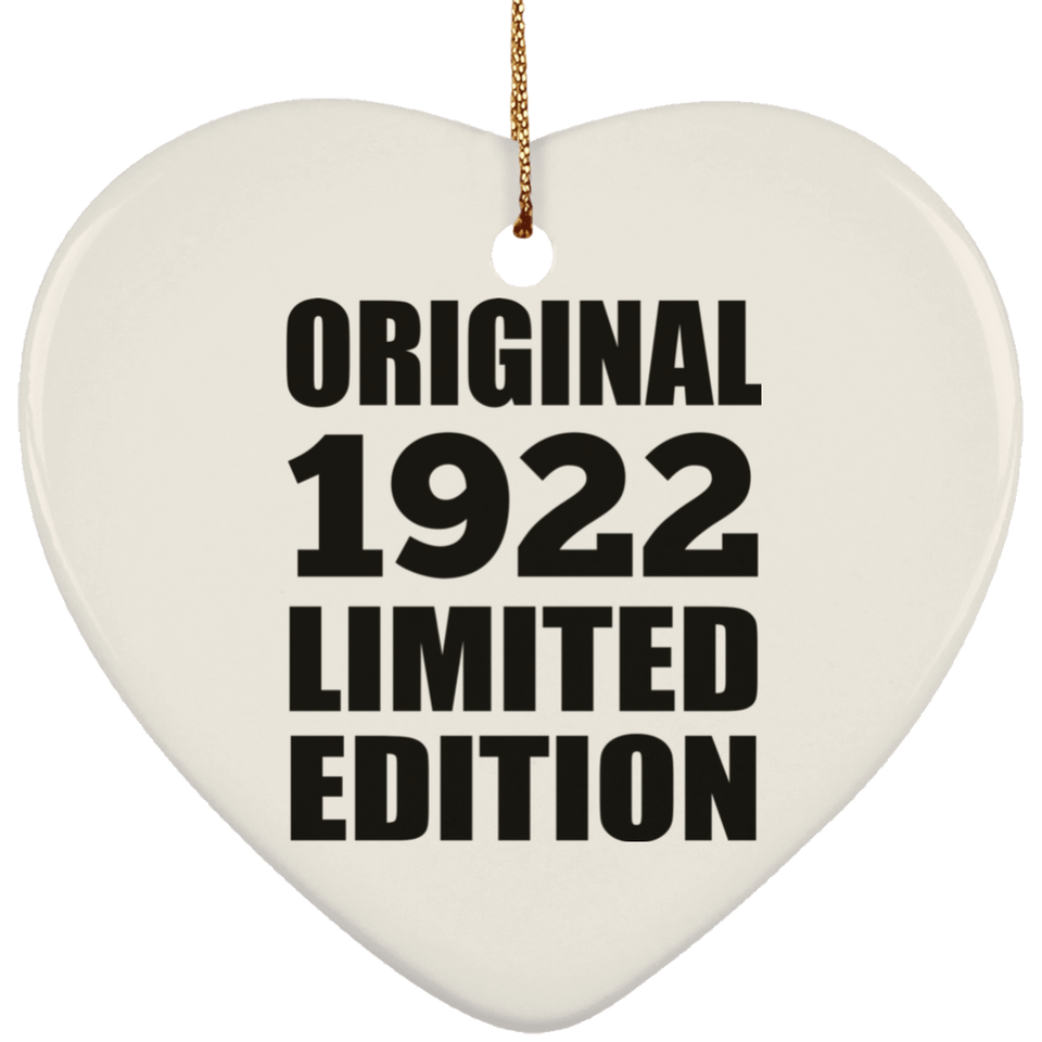 102nd Birthday Original 1922 Limited Edition - Heart Ornament