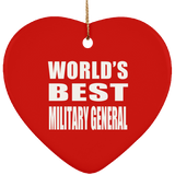 World's Best Military General - Heart Ornament
