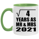2nd Anniversary Square Root of 4 Years As Mr & Mrs 2021 - 11oz Accent Mug Green