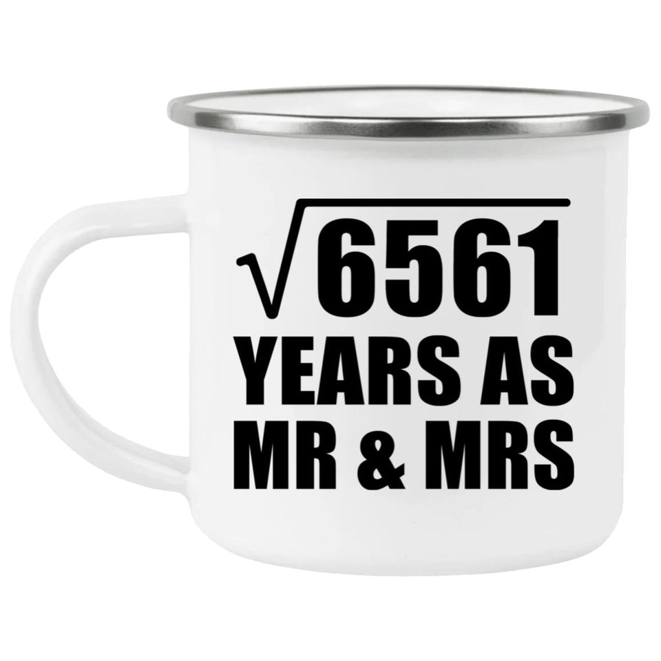 81st Anniversary Square Root of 6561 Years As Mr & Mrs - 12oz Camping Mug