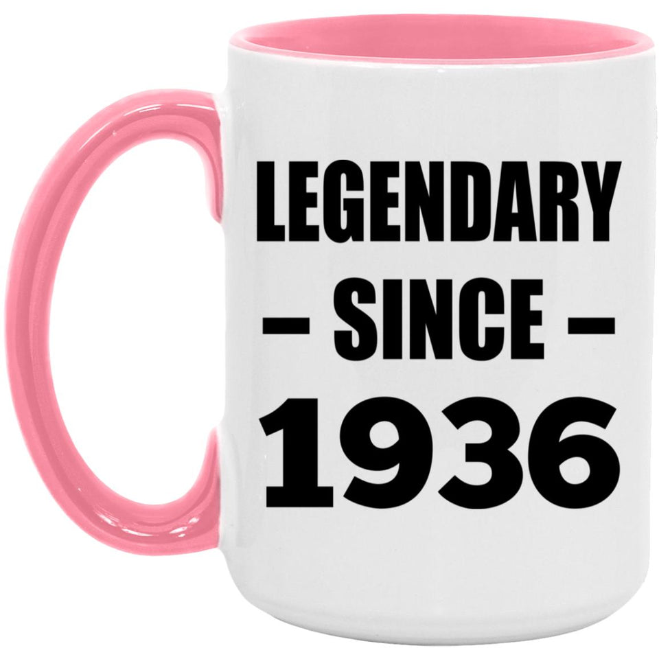88th Birthday Legendary Since 1936 - 15oz Accent Mug Pink