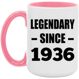 88th Birthday Legendary Since 1936 - 15oz Accent Mug Pink