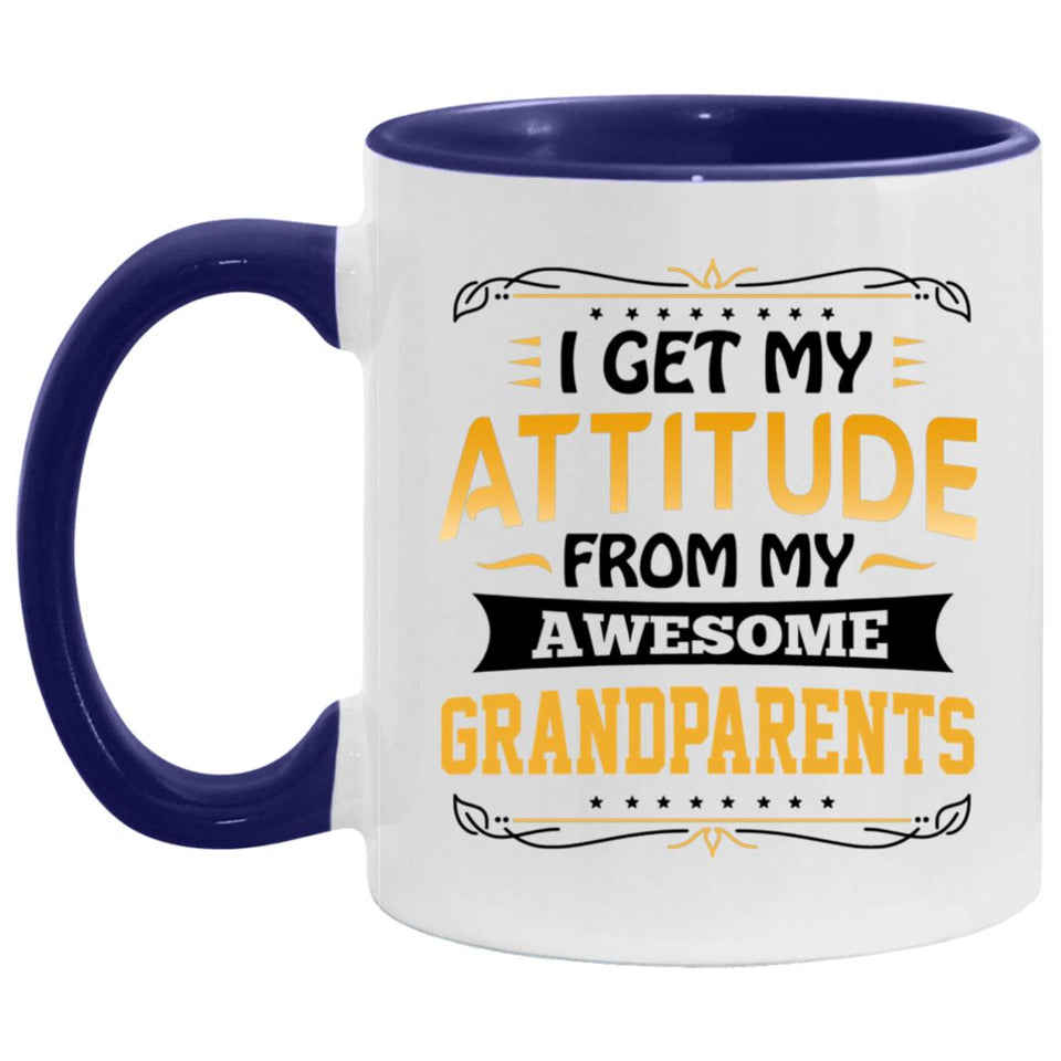 I Get My Attitude From My Awesome Grandparents - 11oz Accent Mug Purple