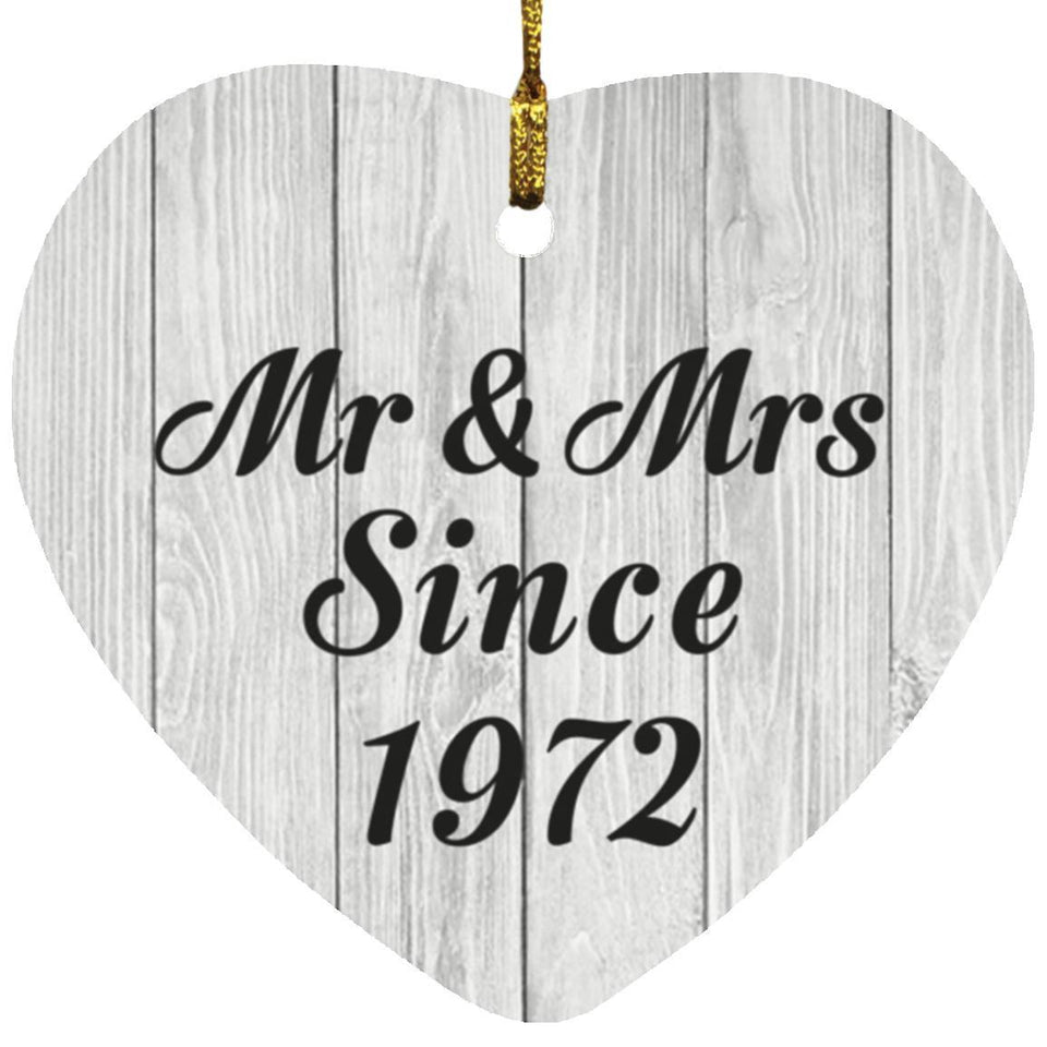 52nd Anniversary Mr & Mrs Since 1972 - Heart Ornament F