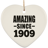 115th Birthday Amazing Since 1909 - Heart Ornament