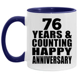Happy 76th Anniversary 76 Years & Counting - 11oz Accent Mug Purple