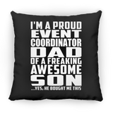 Proud Event Coordinator Dad Of Awesome Son - Throw Pillow Black