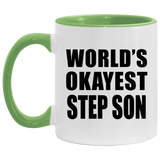 World's Okayest Step Son - 11oz Accent Mug Green