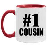 Number One #1 Cousin - 11oz Accent Mug Red