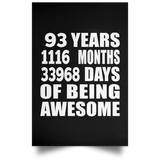93rd Birthday 93 Years 1116 Months 33968 Days Of Awesome - Poster Portrait