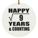 Happy 3rd Anniversary Square Root of 9 Years & Counting - Circle Ornament