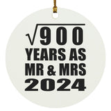 30th Anniversary Square Root of 900 Years As Mr & Mrs 2024 - Circle Ornament