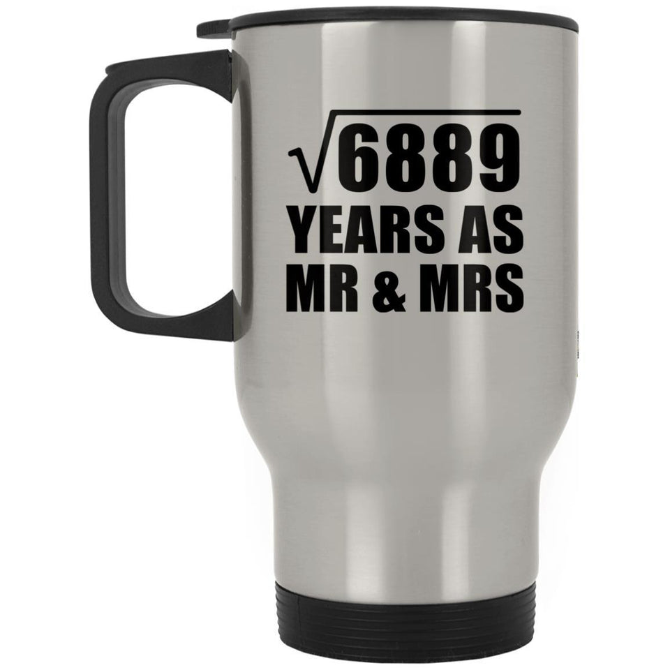 83rd Anniversary Square Root of 6889 Years As Mr & Mrs - Silver Travel Mug