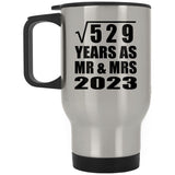 23rd Anniversary Square Root of 529 Years As Mr & Mrs 2023 - Silver Travel Mug