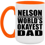 Nelson World's Okayest Dad - 15oz Accent Mug Orange