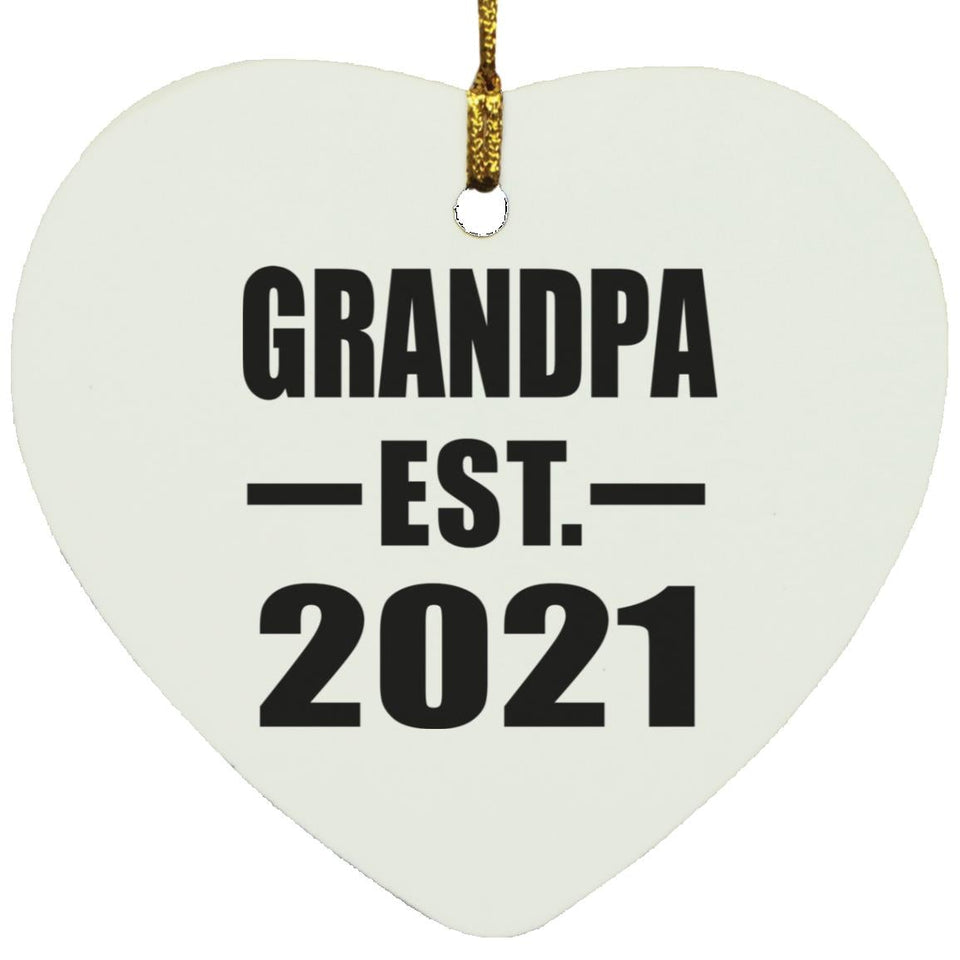 Grandpa Established EST. 2021 - Heart Ornament