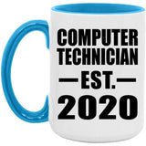 Computer Technician Established EST. 2020 - 15oz Accent Mug Blue
