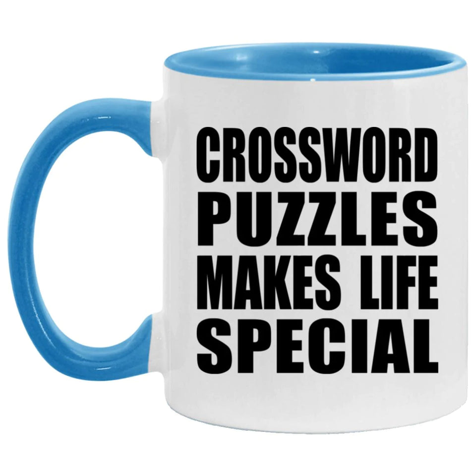Crossword Puzzles Makes Life Special - 11oz Accent Mug Blue