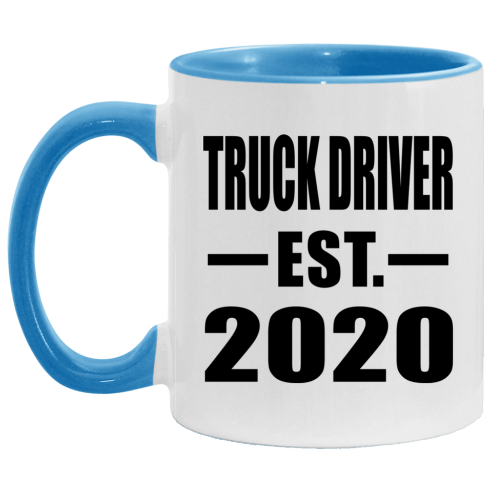 Truck Driver Established EST. 2020 - 11oz Accent Mug Blue