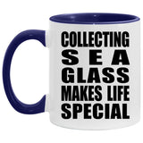 Collecting Sea Glass Makes Life Special - 11oz Accent Mug Purple