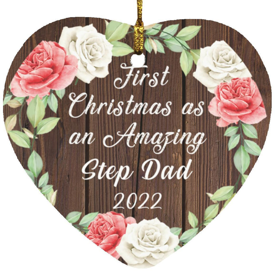 First Christmas As an Amazing Step Dad 2022 - Heart Ornament A
