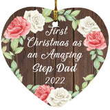 First Christmas As an Amazing Step Dad 2022 - Heart Ornament A