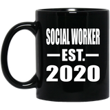 Social Worker Established EST. 2020 - 11oz Coffee Mug Black