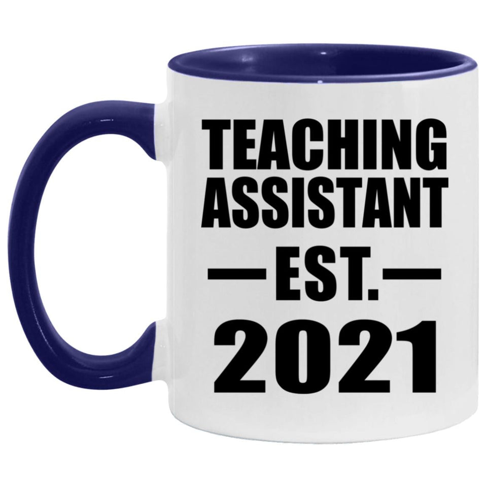 Teaching Assistant Established Est. 2021 - 11oz Accent Mug Purple