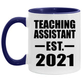 Teaching Assistant Established Est. 2021 - 11oz Accent Mug Purple
