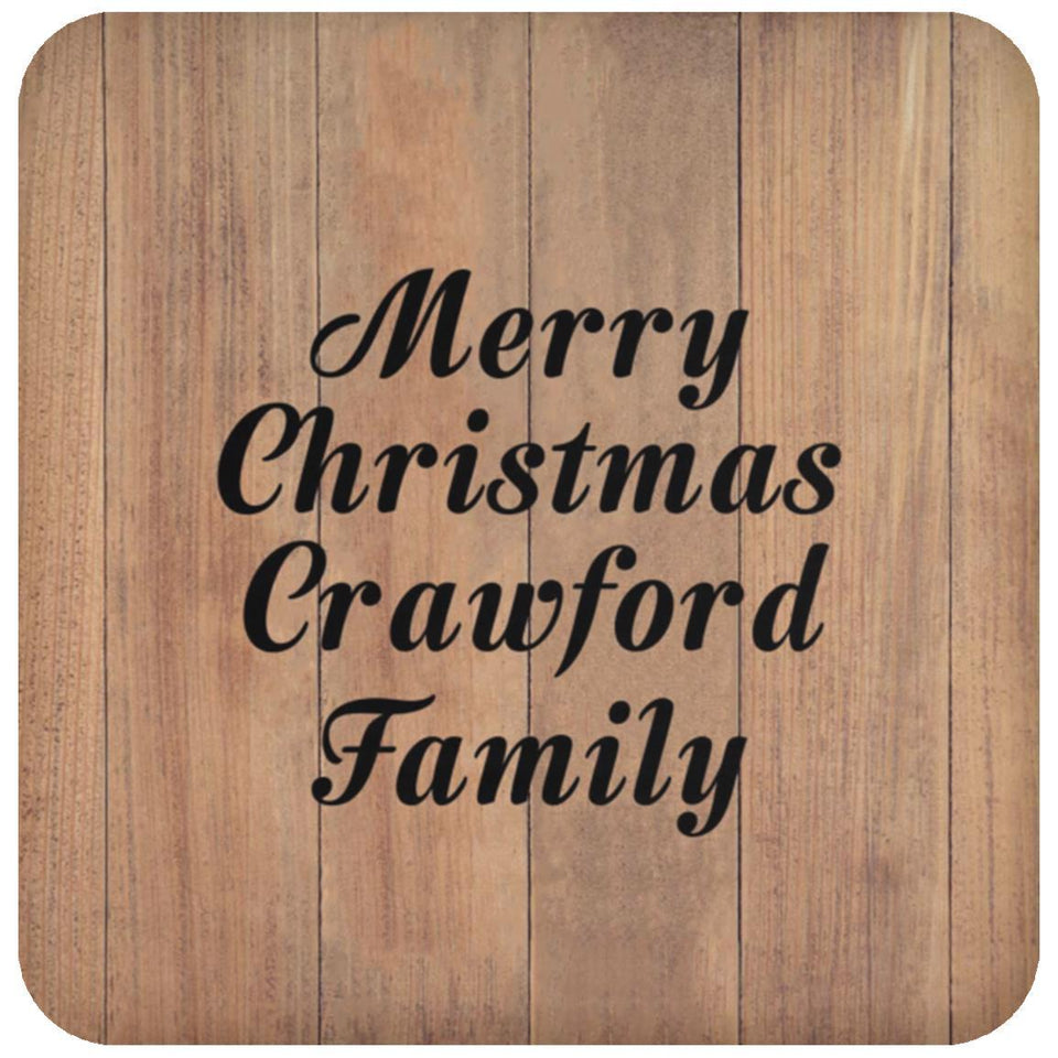 Merry Christmas Crawford Family - Drink Coaster C