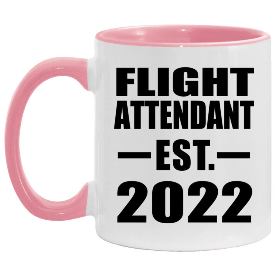 Flight Attendant Established EST. 2022 - 11oz Accent Mug Pink