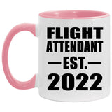 Flight Attendant Established EST. 2022 - 11oz Accent Mug Pink