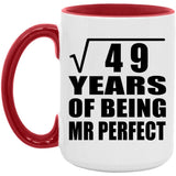 7th Anniversary Square Root of 49 Years of Mr Perfect - 15oz Accent Mug Red
