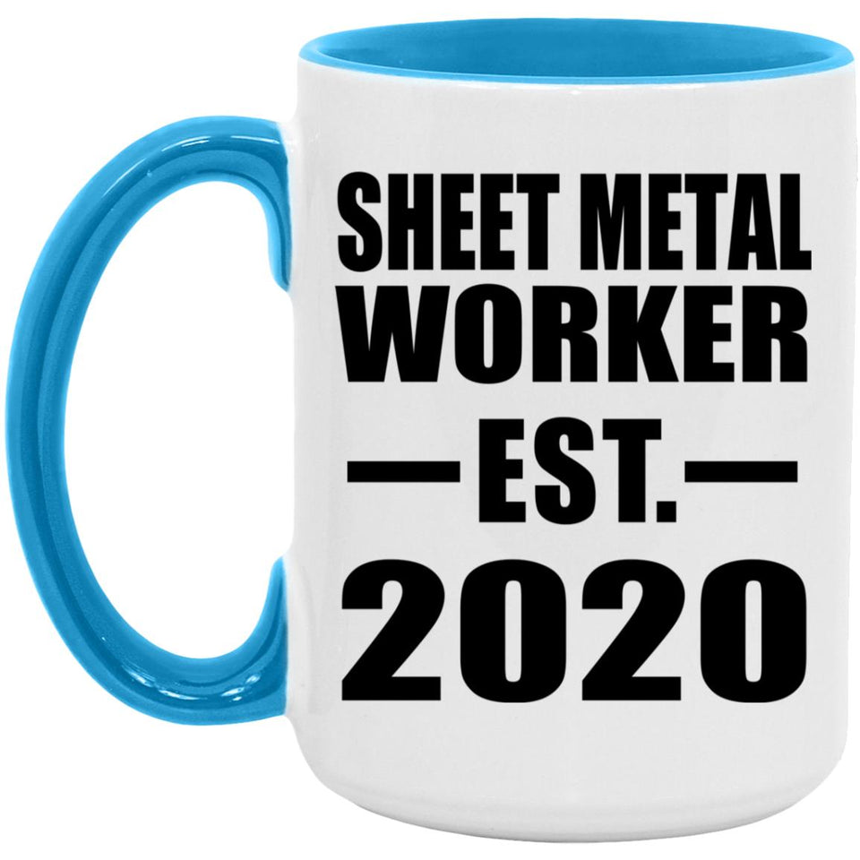 Sheet Metal Worker Established EST. 2020 - 15oz Accent Mug Blue