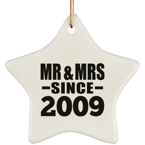 15th Anniversary Mr & Mrs Since 2009 - Star Ornament
