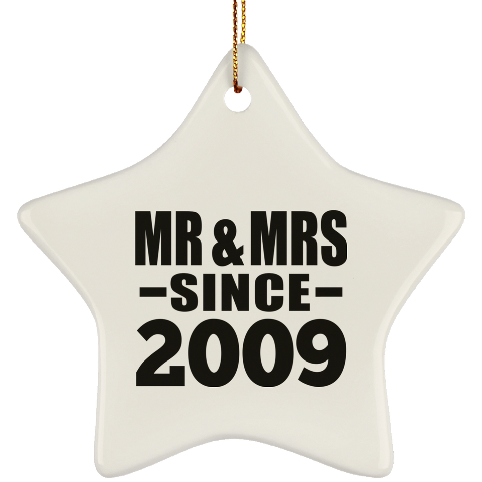 15th Anniversary Mr & Mrs Since 2009 - Star Ornament