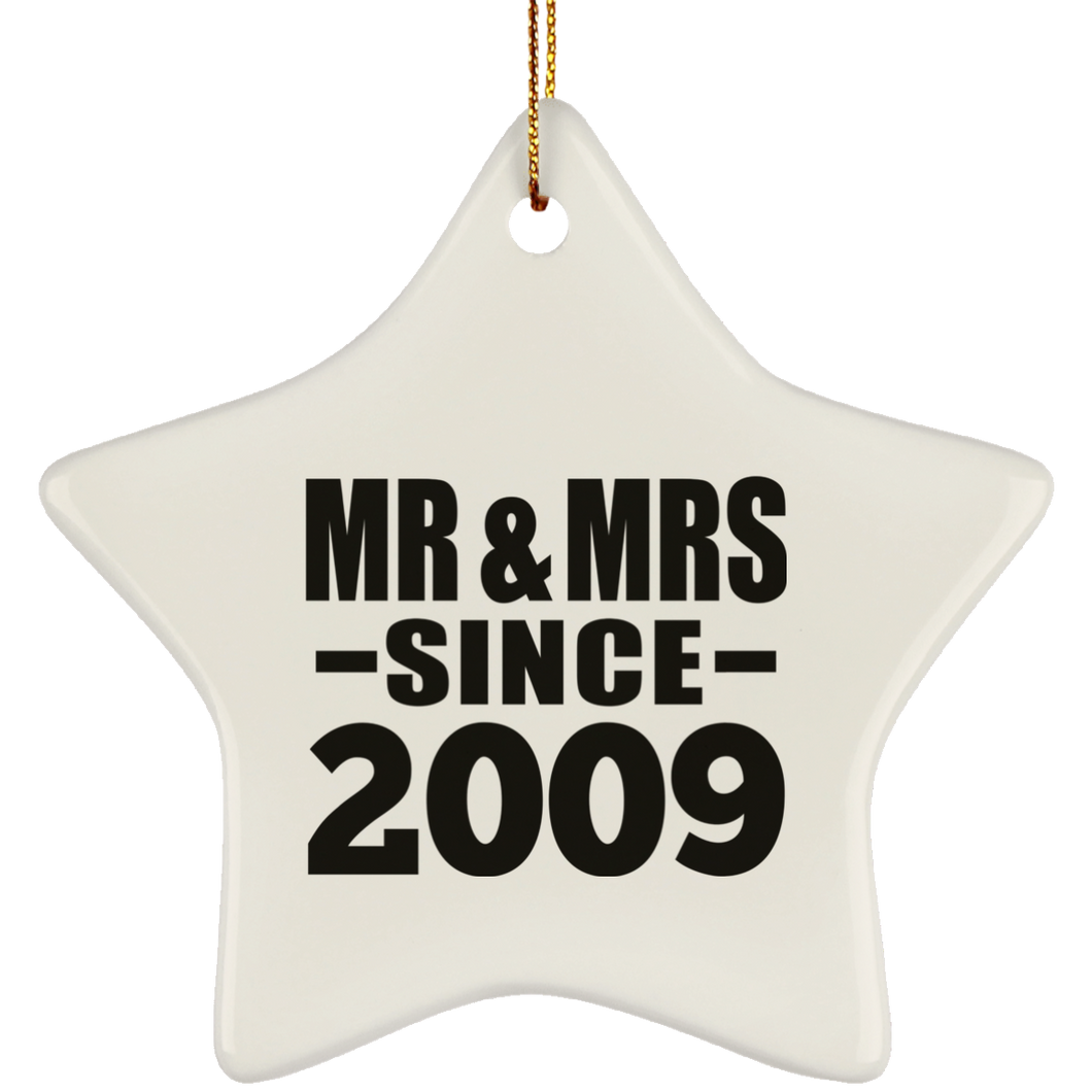 15th Anniversary Mr & Mrs Since 2009 - Star Ornament