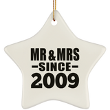 15th Anniversary Mr & Mrs Since 2009 - Star Ornament